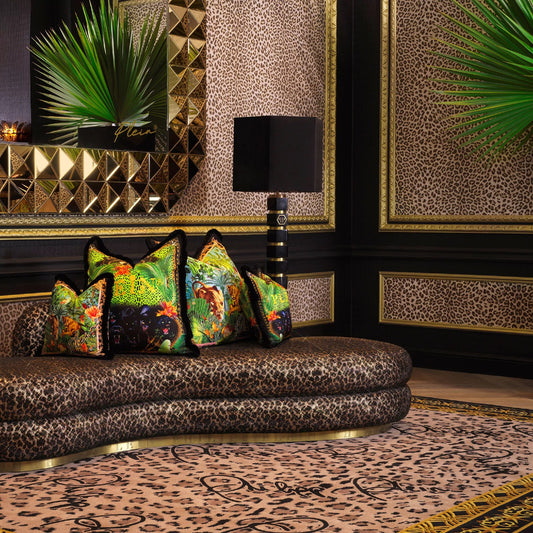 "Explore the luxurious and exotic allure of the CARPET JUNGLE 300X400CM by Eichholtz, curated in collaboration with Phillipp Plein. A masterpiece of design and opulence."