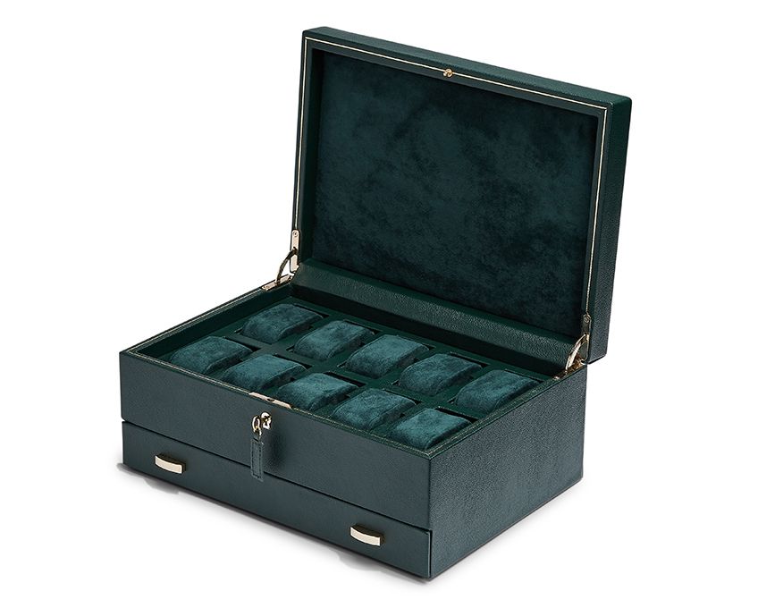 Wolf 1834 BRITISH RACING 10 PIECE WATCH BOX WITH STORAGE