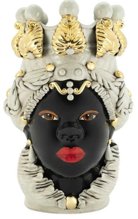 Large Moro LADY ANTHROPOMORPHIC gold/white Vase Abhika