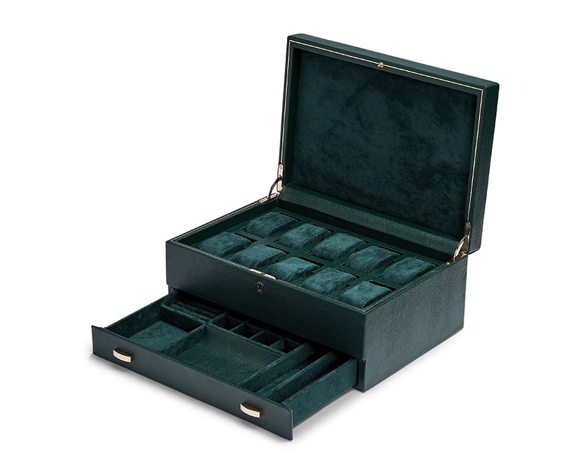 Wolf 1834 BRITISH RACING 10 PIECE WATCH BOX WITH STORAGE